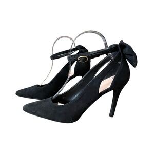 ZBY Black Suede Heels With Bow Detail Women’s Size 8.5